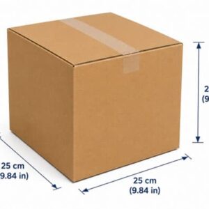 Caja RSC 25 × 25 × 25 cm (9.84 × 9.84 × 9.84 in) – Corrugado Sencillo 32 ECT C